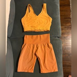 NVGTN Monarch Allure Bra & Sunset Orange Contour Seamless Shorts